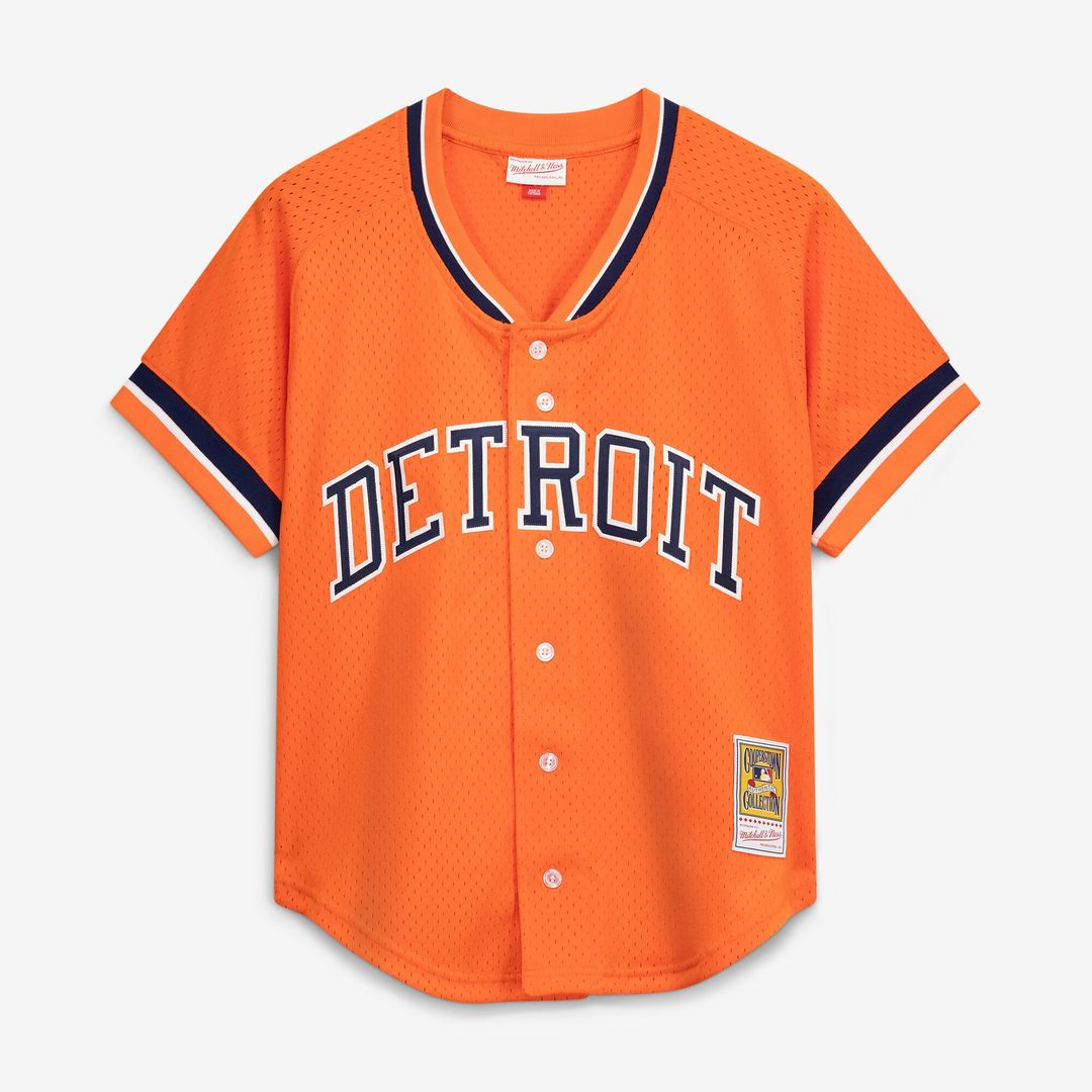 Detroit Tigers Kirk Gibson Mitchell & Ness Cooperstown Mesh Batting Practice Button - Up Jersey - Orange MLB Team Jersey Baseball Fan Apparel