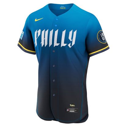 Philadelphia Phillies Kyle Schwarber Nike City Connect Authentic Sponsor Patch Jersey - Navy MLB Team Jersey Baseball Fan Apparel
