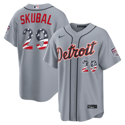 Detroit Tigers Tarik Skubal Nike USA 250 Fourth of July Road Stadium Jersey - Gray MLB Team Jersey Baseball Fan Apparel