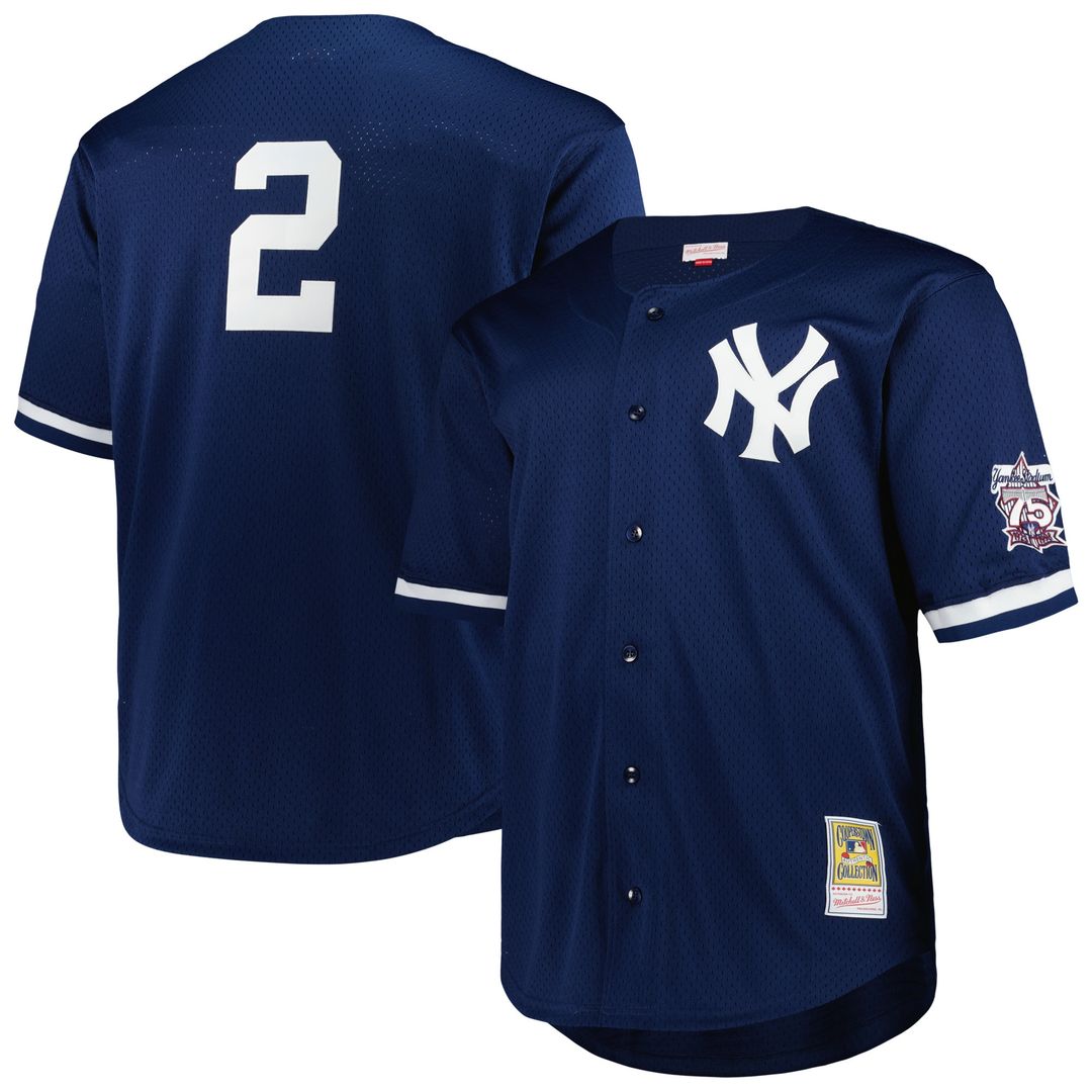 New York Yankees Derek Jeter Mitchell & Ness Big & Tall Cooperstown Mesh Batting Practice Jersey - Navy MLB Team Jersey Baseball Fan Apparel