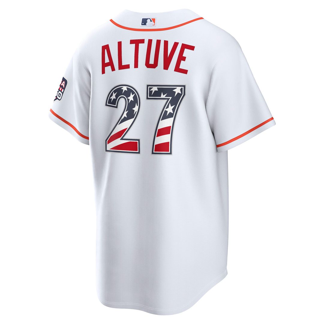 Houston Astros Jose Altuve Nike USA 250 Fourth of July Home Stadium Jersey - White MLB Team Jersey Baseball Fan Apparel