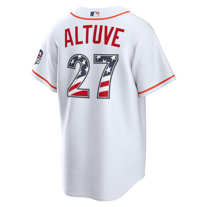 Houston Astros Jose Altuve Nike USA 250 Fourth of July Home Stadium Jersey - White MLB Team Jersey Baseball Fan Apparel