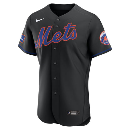 New York Mets Nike Alternate Authentic Sponsor Patch Jersey - Black MLB Team Jersey Baseball Fan Apparel