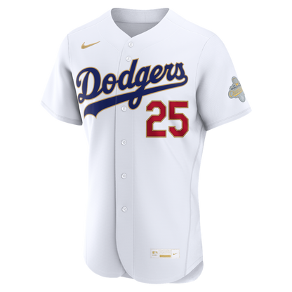 Los Angeles Dodgers Tommy Edman Nike 2026 Gold Collection Authentic Jersey - White MLB Team Jersey Baseball Fan Apparel