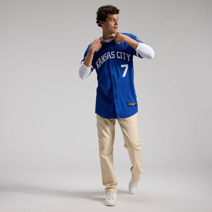 Kansas City Royals Bobby Witt Jr. Nike Alternate 2 Elite Player Jersey - Royal MLB Team Jersey Baseball Fan Apparel