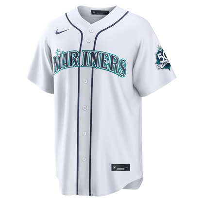 Seattle Mariners Cal Raleigh Nike Road Stadium 50th Season Patch Jersey - Navy MLB Team Jersey Baseball Fan Apparel