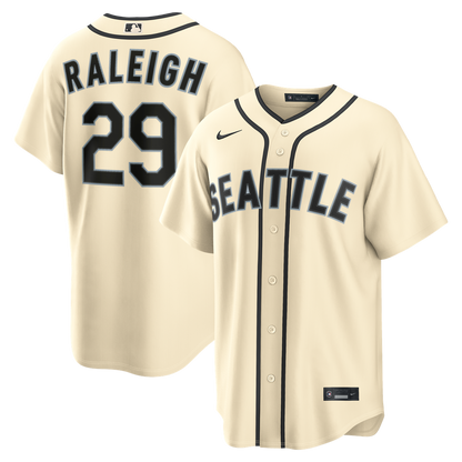 Seattle Mariners Cal Raleigh Nike Alternate Replica Jersey - Cream MLB Team Jersey Baseball Fan Apparel