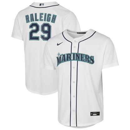 Seattle Mariners Cal Raleigh Nike Youth Home Baseline Jersey - White MLB Team Jersey Baseball Fan Apparel