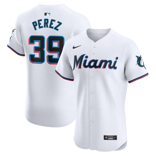 Miami Marlins Eury Perez Nike Home Elite Player Jersey - White MLB Team Jersey Baseball Fan Apparel