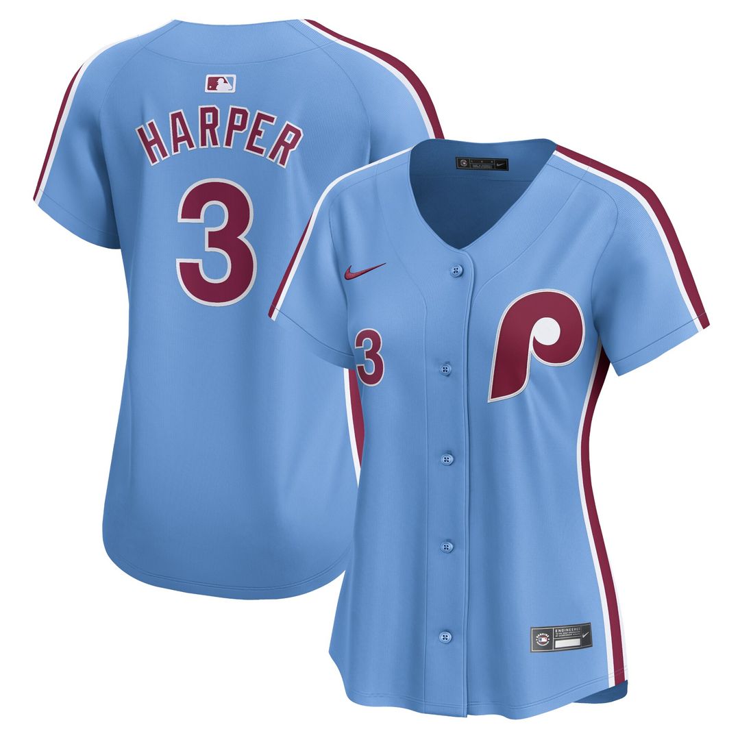Philadelphia Phillies Bryce Harper Nike Women's Alternate Limited Player Jersey - Light Blue MLB Team Jersey Baseball Fan Apparel