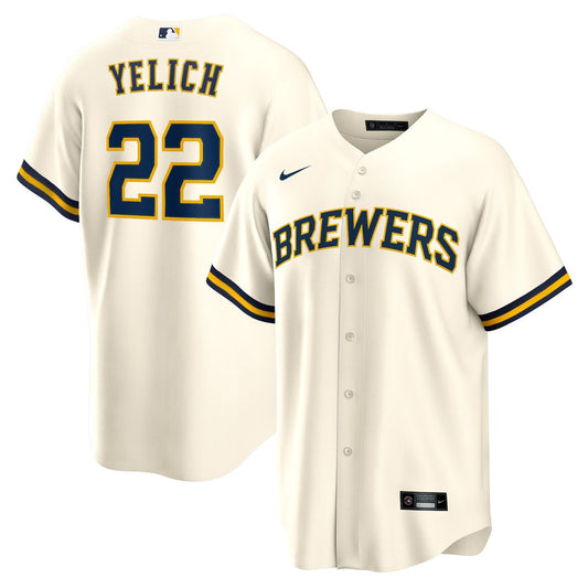 Milwaukee Brewers Christian Yelich Nike Home Replica Player Jersey - Cream MLB Team Jersey Baseball Fan Apparel