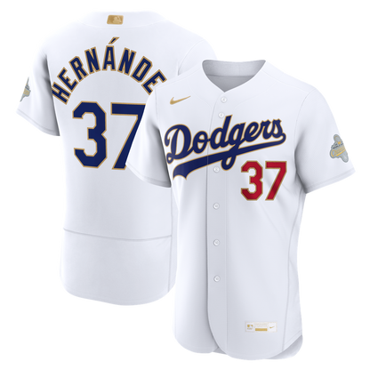 Los Angeles Dodgers Teoscar Hernández Nike 2026 Gold Collection Authentic Jersey - White MLB Team Jersey Baseball Fan Apparel