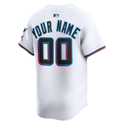 Miami Marlins Nike Home Limited Custom Jersey - White MLB Team Jersey Baseball Fan Apparel