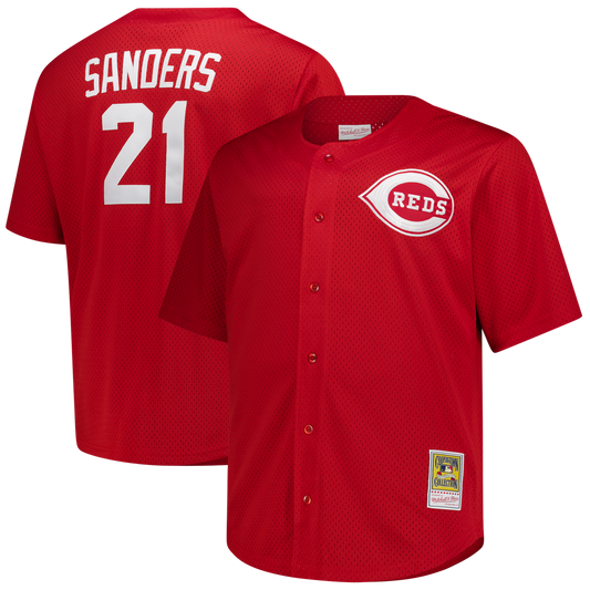 Cincinnati Reds Deion Sanders Mitchell & Ness Big & Tall Cooperstown Mesh Batting Practice Jersey - Red MLB Team Jersey Baseball Fan Apparel