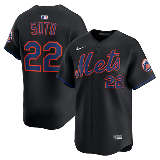 New York Mets Juan Soto Nike Alternate Limited Jersey - Black MLB Team Jersey Baseball Fan Apparel