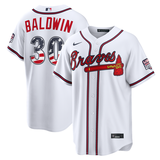 Atlanta Braves Drake Baldwin Nike USA 250 Fourth of July Home Stadium Jersey - White MLB Team Jersey Baseball Fan Apparel