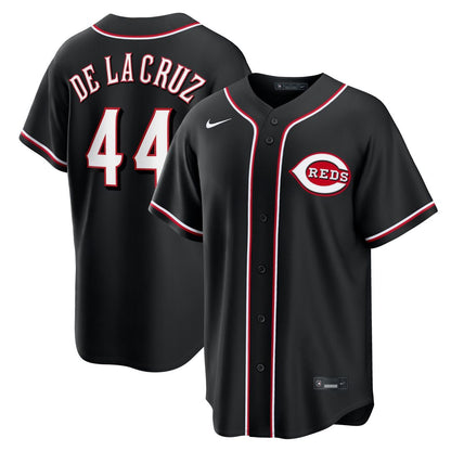 Cincinnati Reds Elly De La Cruz Nike Fashion Replica Black Out Jersey MLB Team Jersey Baseball Fan Apparel