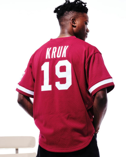 Philadelphia Phillies John Kruk Mitchell & Ness Big & Tall Cooperstown Mesh Batting Practice Jersey - Burgundy MLB Team Jersey Baseball Fan Apparel