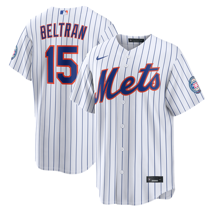 New York Mets Carlos Beltran Nike Home Replica 2026 Hall of Fame Patch Jersey - White MLB Team Jersey Baseball Fan Apparel