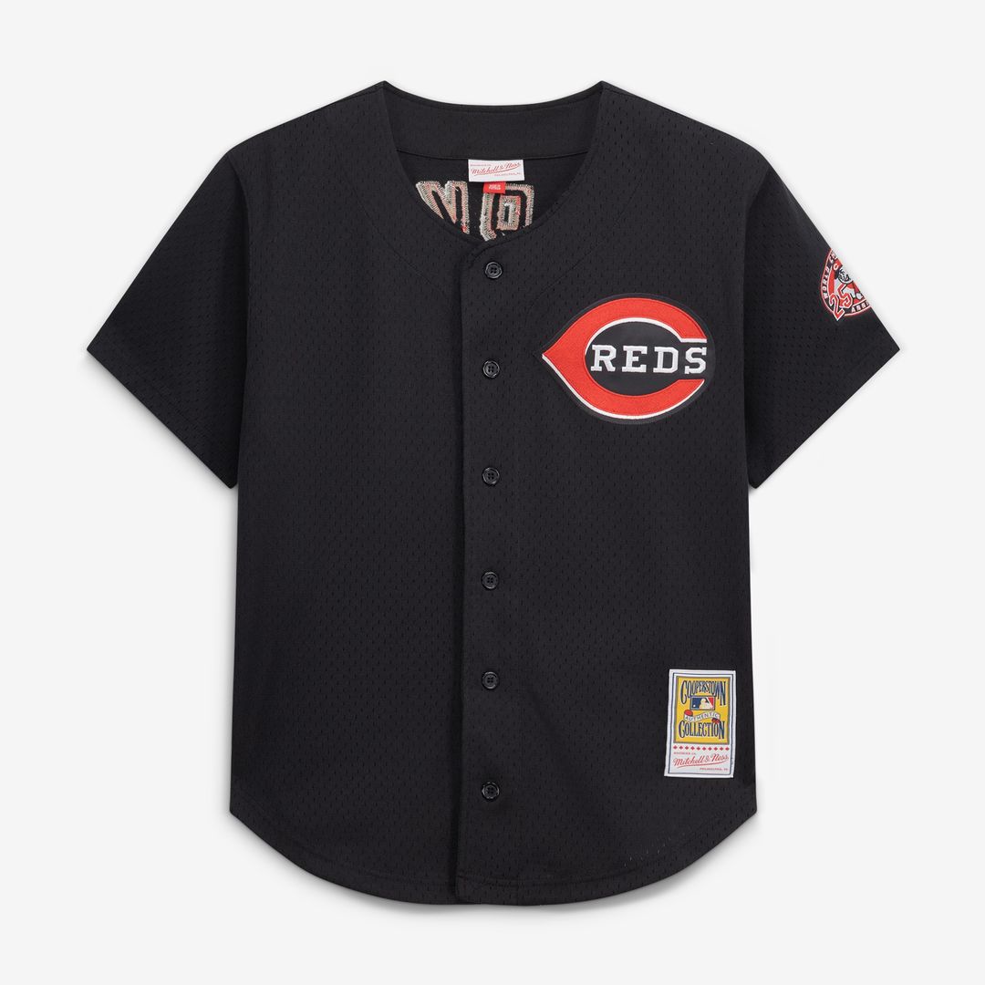 Cincinnati Reds Barry Larkin Mitchell & Ness Cooperstown Mesh Batting Practice Button - Up Jersey - Black MLB Team Jersey Baseball Fan Apparel