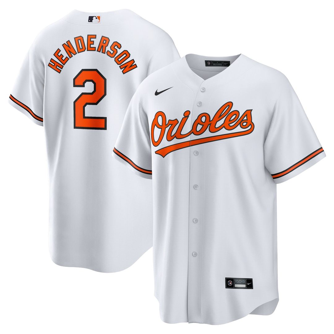 Baltimore Orioles Gunnar Henderson Nike Home Replica Player Jersey - White MLB Team Jersey Baseball Fan Apparel