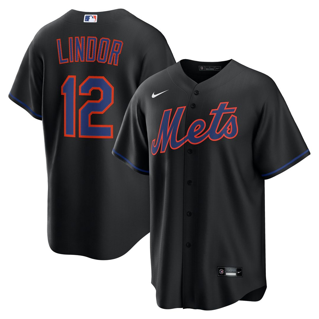 New York Mets Francisco Lindor Nike Alternate Replica Jersey - Black MLB Team Jersey Baseball Fan Apparel
