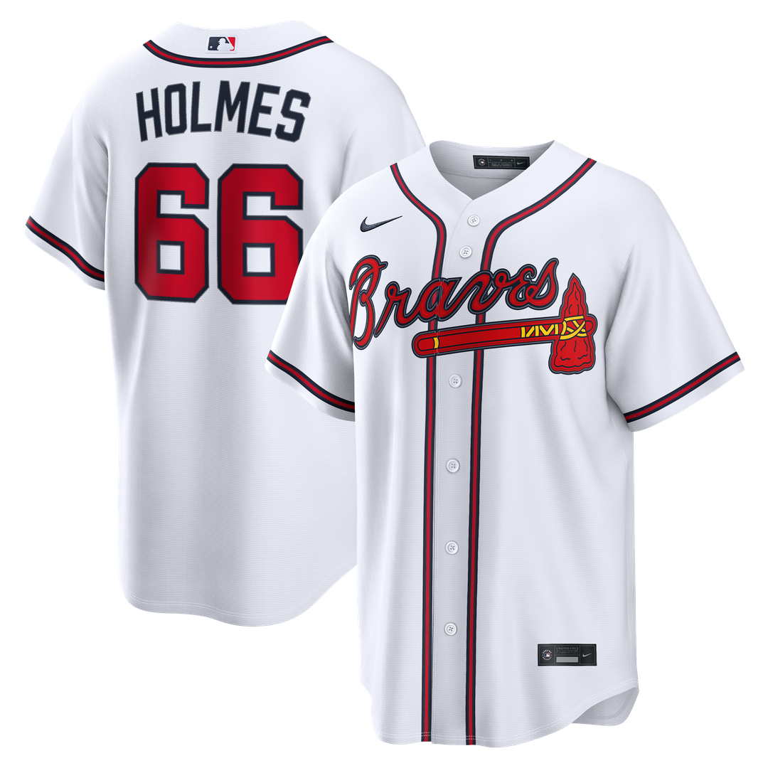 Atlanta Braves Grant Holmes Nike Home Replica Jersey - White MLB Team Jersey Baseball Fan Apparel