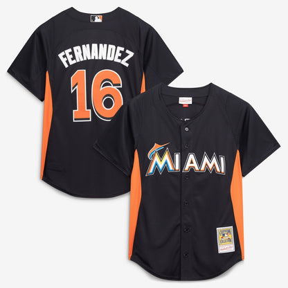 Miami Marlins Jose Fernandez Mitchell & Ness Authentic Batting Practice Jersey - Black MLB Team Jersey Baseball Fan Apparel