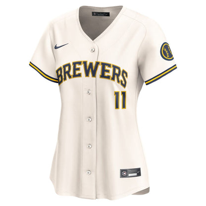 Milwaukee Brewers Jackson Chourio Nike Women's Home Limited Player Jersey - Cream MLB Team Jersey Baseball Fan Apparel