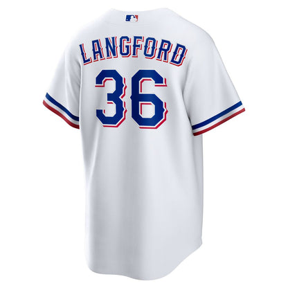 Texas Rangers Wyatt Langford Nike Home Replica Jersey - White MLB Team Jersey Baseball Fan Apparel