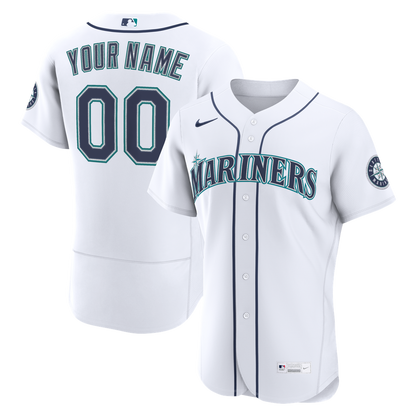 Seattle Mariners Nike Home Authentic Custom Jersey - White MLB Team Jersey Baseball Fan Apparel