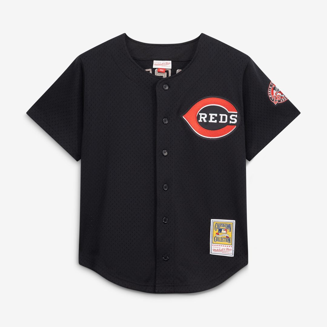 Cincinnati Reds Ken Griffey Jr. Mitchell & Ness Cooperstown Mesh Batting Practice Button - Up Jersey - Black MLB Team Jersey Baseball Fan Apparel