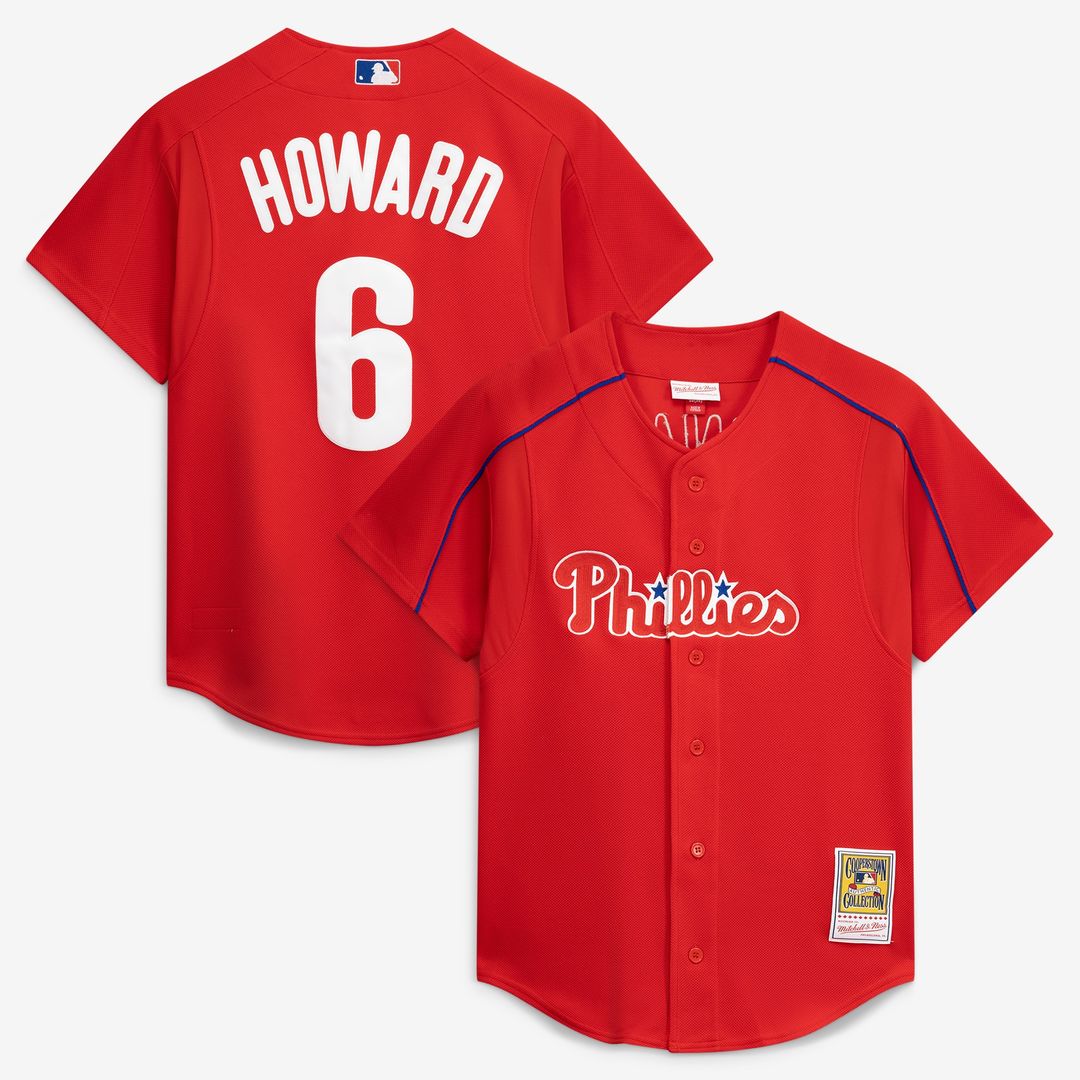 Philadelphia Phillies Ryan Howard Mitchell & Ness Cooperstown Batting Practice Jersey - Red MLB Team Jersey Baseball Fan Apparel
