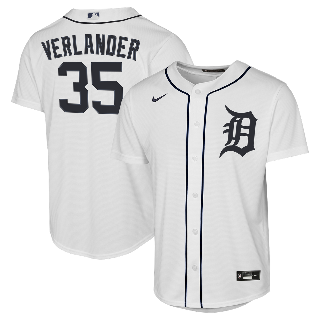 Detroit Tigers Justin Verlander Nike Youth Home Replica Jersey - White MLB Team Jersey Baseball Fan Apparel