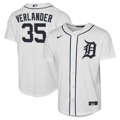 Detroit Tigers Justin Verlander Nike Youth Home Replica Jersey - White MLB Team Jersey Baseball Fan Apparel