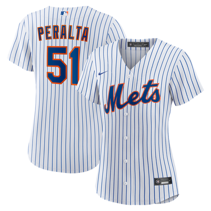 New York Mets Freddy Peralta Nike Women's Home Replica Jersey - White MLB Team Jersey Baseball Fan Apparel
