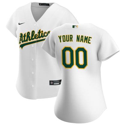 Athletics Nike Women's Home Replica Custom Jersey - White MLB Team Jersey Baseball Fan Apparel