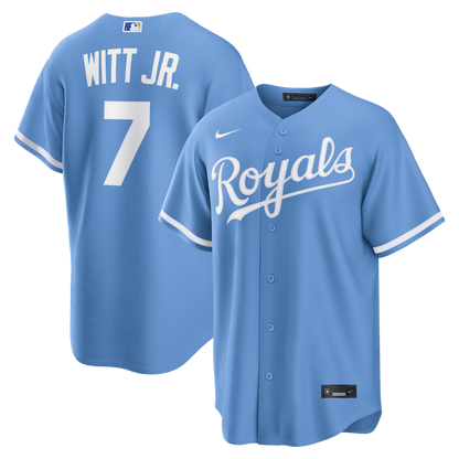Kansas City Royals Bobby Witt Jr. Nike Alternate Replica Jersey - Light Blue MLB Team Jersey Baseball Fan Apparel