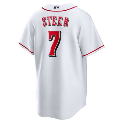 Cincinnati Reds Spencer Steer Nike Home Replica Jersey - White MLB Team Jersey Baseball Fan Apparel
