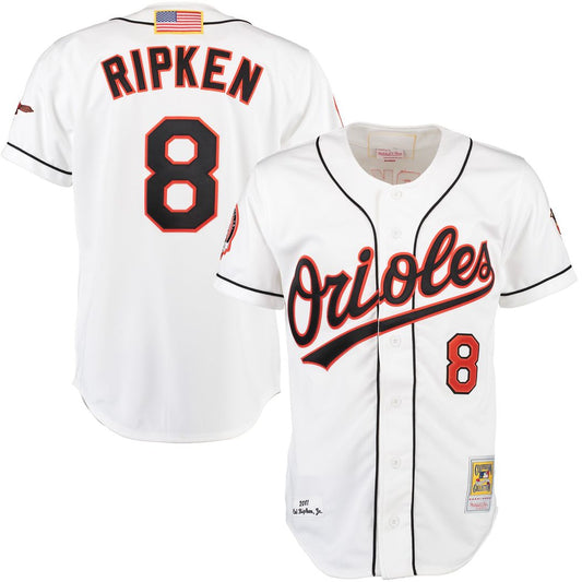 Baltimore Orioles Cal Ripken Mitchell & Ness Home Authentic Jersey - White MLB Team Jersey Baseball Fan Apparel