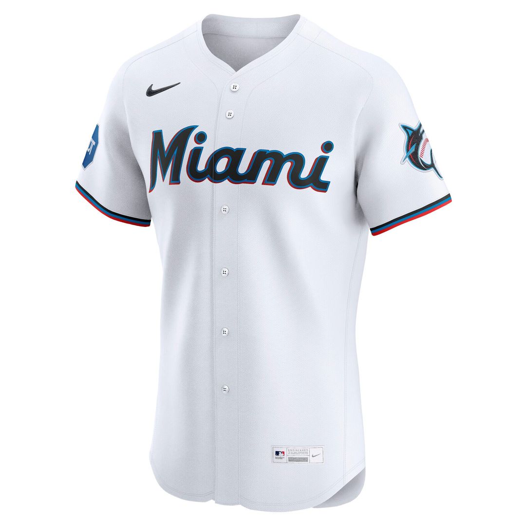 Miami Marlins Nike Home Elite Jersey - White MLB Team Jersey Baseball Fan Apparel