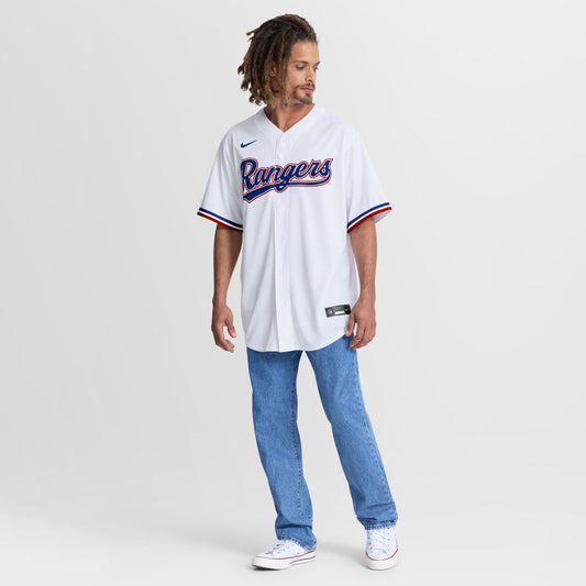 Texas Rangers Wyatt Langford Nike Home Replica Jersey - White MLB Team Jersey Baseball Fan Apparel