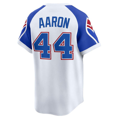 Atlanta Braves Hank Aaron Nike Throwback Cooperstown Limited Jersey - White MLB Team Jersey Baseball Fan Apparel