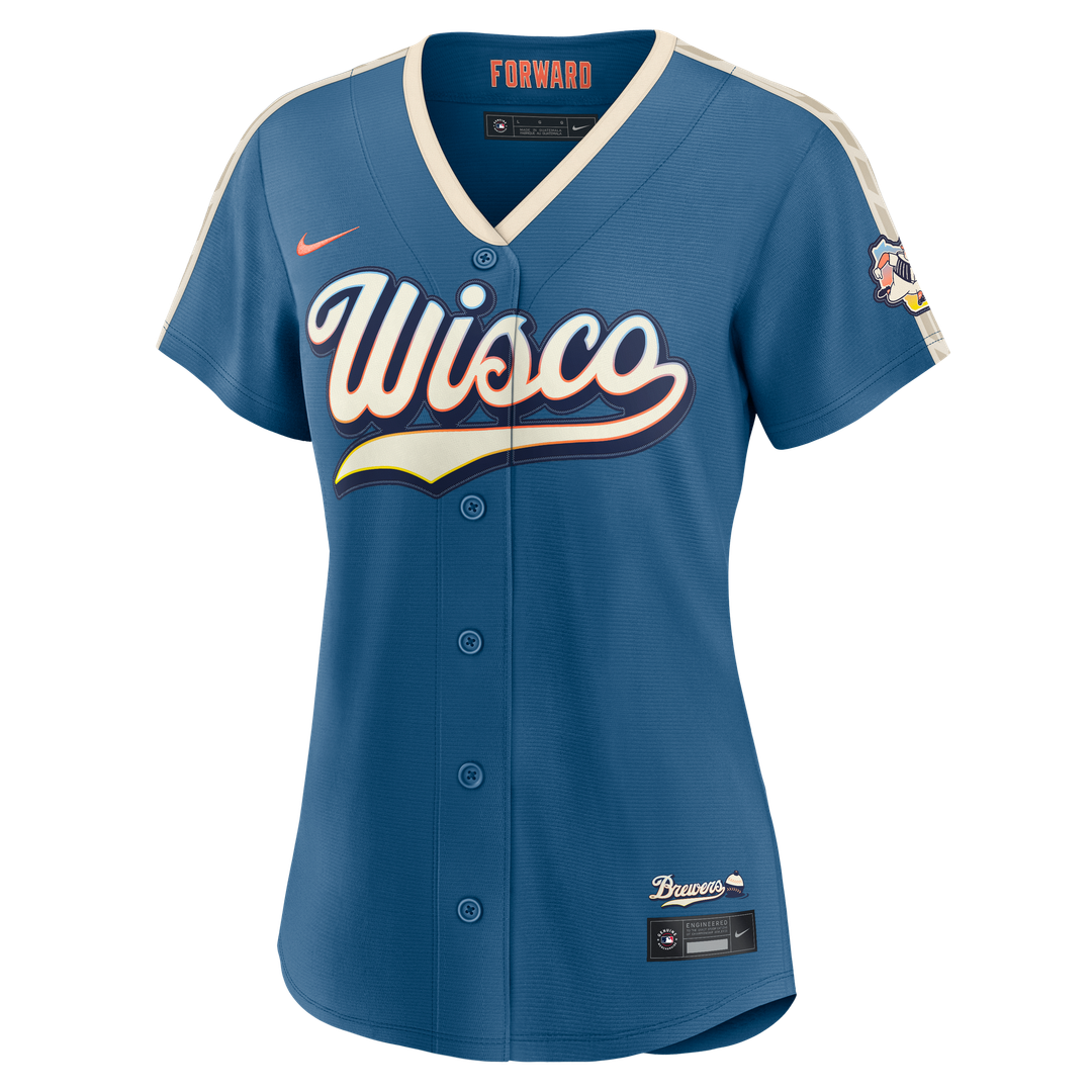 Milwaukee Brewers Nike Women's 2026 City Connect Stadium Jersey - Mineral Blue MLB Team Jersey Baseball Fan Apparel