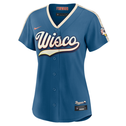 Milwaukee Brewers Nike Women's 2026 City Connect Stadium Jersey - Mineral Blue MLB Team Jersey Baseball Fan Apparel