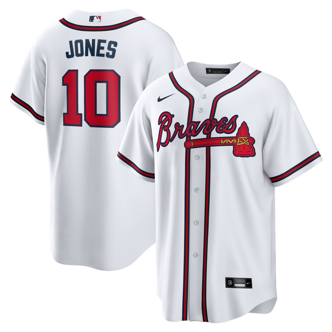 Atlanta Braves Chipper Jones Nike Home Retired Player Replica Jersey - White MLB Team Jersey Baseball Fan Apparel