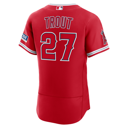 Los Angeles Angels Mike Trout Nike Alternate Authentic Sponsor Patch Jersey - Red MLB Team Jersey Baseball Fan Apparel