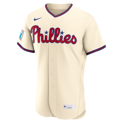 Philadelphia Phillies Bryce Harper Nike Alternate Authentic Sponsor Patch Jersey - Cream MLB Team Jersey Baseball Fan Apparel