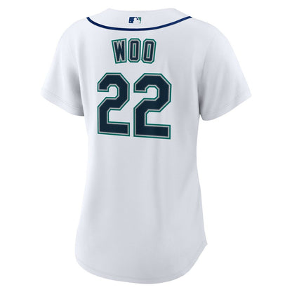 Seattle Mariners Bryan Woo Nike Women's Home Replica Jersey - White MLB Team Jersey Baseball Fan Apparel