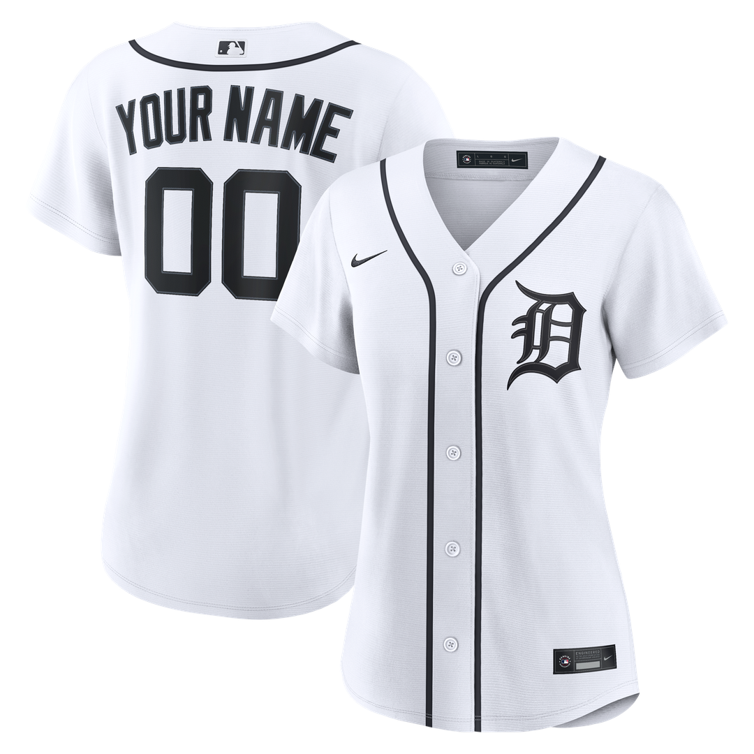 Detroit Tigers Nike Women's Home Replica Custom Jersey - White MLB Team Jersey Baseball Fan Apparel